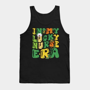 In My Lucky Nurse Era Fun Saint Patrick Day Shamrock Groovy Tank Top